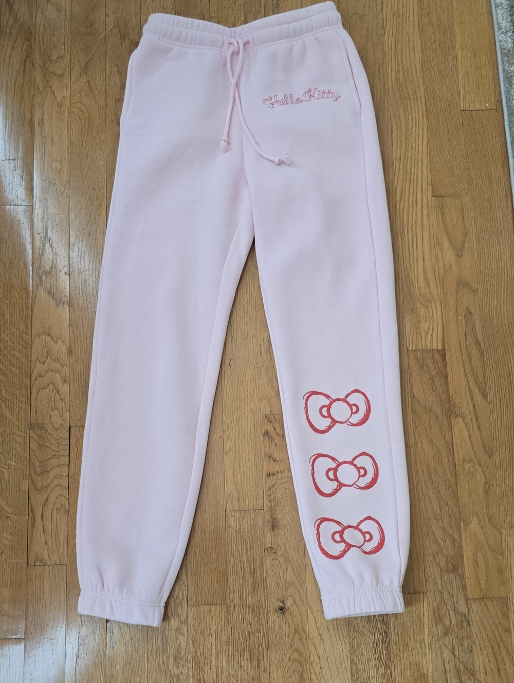 Hello Kitty Brand Light Pink Sweatpants with Red Bow Prints Size XS